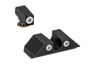 Night Fision Perfect Dot Night Sight Set with U-notch, White front and White rear ring for standard Glock handguns.